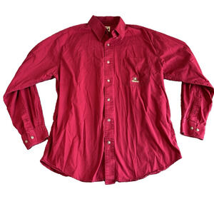 Wrangler Riata Mens Red Button‎ Down Long Sleeve Western - Size Large